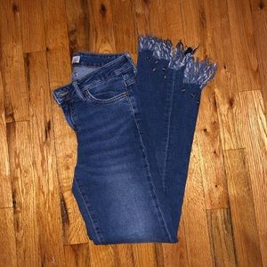 Zara Dark wash jeans - Fringe bottoms